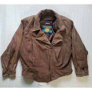 VTG Wilsons Adventure Bound Brown Suede Double Lined Leather Bomber Jacket XL